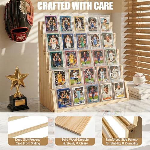 5 Tier Wooden Card Display Stand Holds 20-25 PSA BGS SGC Graded Sports Card - Image 6