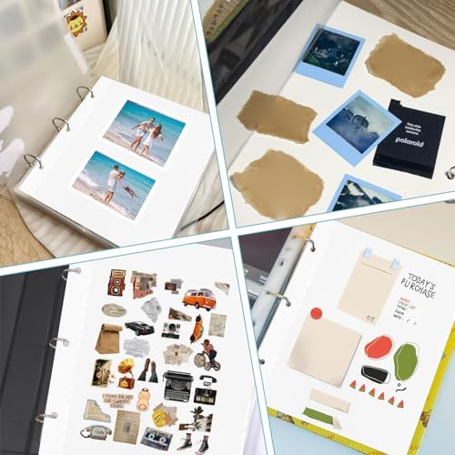 VOKOY 60 Sheets/120 Pages Photo Album Pages for 3 Ring Binder, Self Adhesive Scrapbooking Album Refill Pages Replacement Photo Album Sheets for 2x3 4x6 5x7 8x10 Photo or Cards, 11 x 9 Inch - Image 6