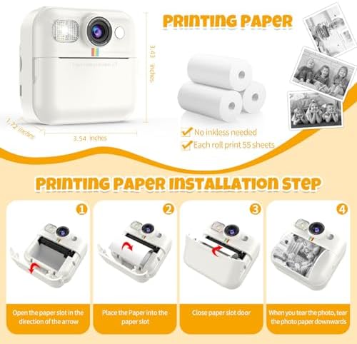 Kids Camera Instant Print, Toddler Travel Selfie Video Camera Toy for Girls - Image 6