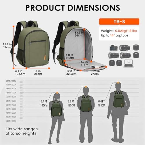 TARION Camera Backpack for Photographers Compact 12L Green TB-S - Image 7