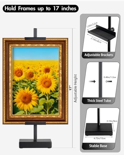 Rofio 17" Adjustable Tabletop Easel, Picture Frame Stand for Signs, Black - Image 2