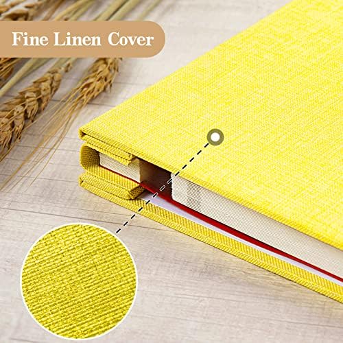 potricher Large Self Adhesive Photo Album 40 Pages, Linen cover, Yellow - Image 5