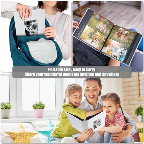 Photo Album 4x6 with 200 Pockets, Slip-in Picture Albums, Linen Cover Memory Book with Front Window, Black Page Vertical Photo Book for Wedding, Family, Anniversary, Baby, Vacation(White) - Image 4