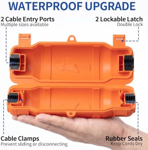 3 Pack Outdoor Extension Cord Safety Cover, Waterproof, Orange - Image 4