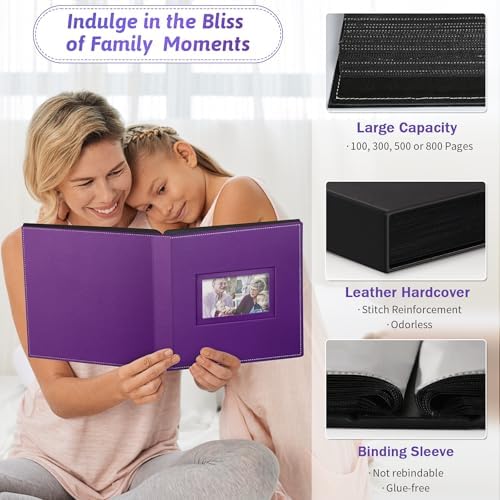 Popotop 4x6 Photo Album Holds 300 Pictures, Vegan Leather Hardcover - Image 4