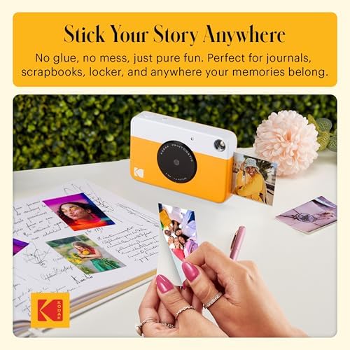 Kodak Printomatic Full-Color Instant Print Camera Starter Bundle + Carrying Case + Zink 20pk Photo Paper - Colorful Photos On 2x3 Sticky-Back Paper - Fun Gift for Birthday Christmas Holiday - Yellow - Image 5