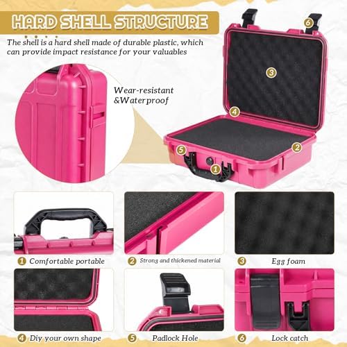 Relaxweex 11.3 x 8.6 x 4.2 Inch Hard Case, Grid Shell, Rose Red - Image 3