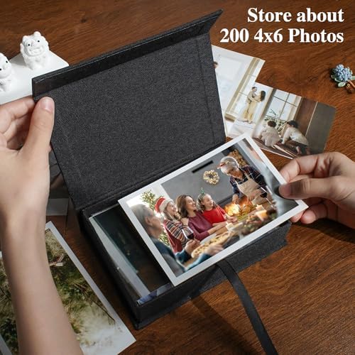 Photo Storage Box 4x6, Linen Photo Box - Black - Image 2
