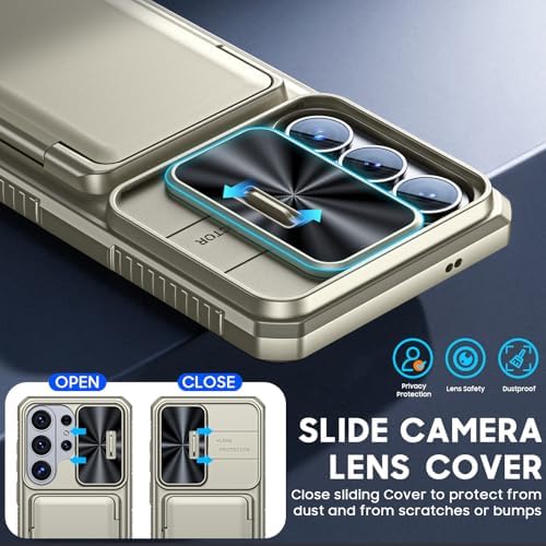 GooseBox for Samsung Galaxy S26 Ultra Case Wallet with RFID [Cards Holder][Camera Cover][Edge Raised] Full Body Shockproof Silicone Protective Phone Case for Galaxy S26 Ultra 2026 (Natural Titanium) - Image 6