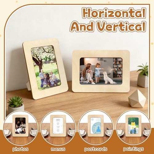 VOKOY 50 Pack Wooden Picture Frames for Crafts, DIY Wood Craft Picture Frames Bulk for 4" x 6" Photos,Unfinished Standing Photo Frames DIY Crafts Wood Decorate for Birthday Party Gifts - Image 4