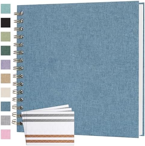 Scrapbook Photo Album 8x8 Inches 40 Pages Linen Cover Blue by Bonyomor