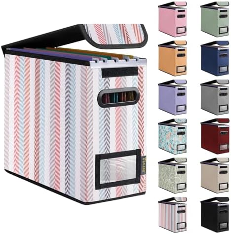 BALEINE File Organizer Box with Lid, Collapsible Hanging File Storage Box by BALEINE