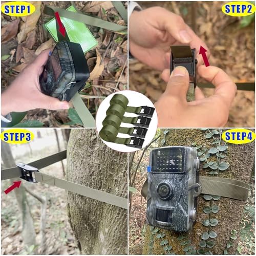 Heavy Duty Trail & Game Camera Mount Straps Belts Hunting Camera Tree Mounting Strap Belts Kit, Tie Down Straps with Buckle Portable UV Resistant and Foldable Nylon Fiber Strap Hunting Accessory 4 Pcs - Image 4