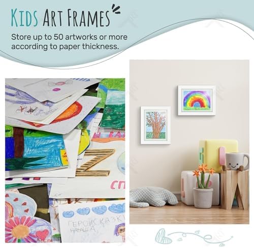 4 Pack 9x12 Front-Opening Kids Artwork Frames Changeable (White) - Image 6