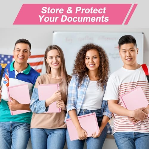 SUIN 1-inch 3 Ring Binder with 2 Interior Pockets, 1''Durable Binders Holds US Letter Size 8.5'' x 11'' Paper - Versatile Binders for Office, Home, and School Use, 6 Pack Pastel Pink - Image 7