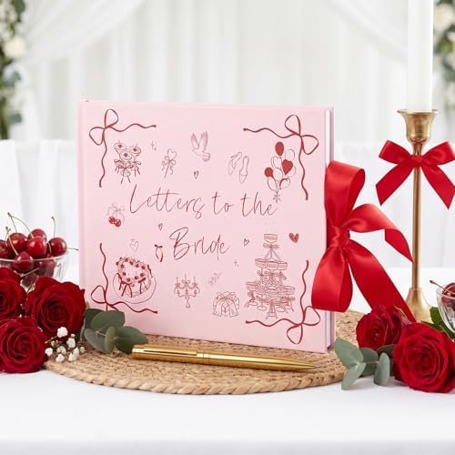 Wedding Guest Book Letters to Bride 8.5x7 Inch,Pink,Bow - Image 4