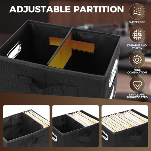 7-inch Vinyl Record Storage Box Set of 2 - Album Storage Holds 120+ Single Records, Decorative LP Storage Organizer Crate with Lid, Sturdy Moving Boxes for Vinyl, Easy to Carry and Organize Your Album - Image 3