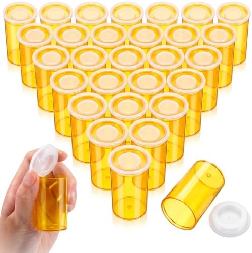 30 Pack Plastic Film Canisters Holder with Lids 35mm Empty Camera Reel Containers Yellow Small Storage Bottles for Pills Beads Coins Vitamins Art Supplies Science Experiments Classroom Craft Projects by Jovitec