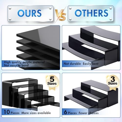 Aheroi Acrylic Risers Display Stands, Acrylic Stands for Display 10Pcs 2Set - Image 5