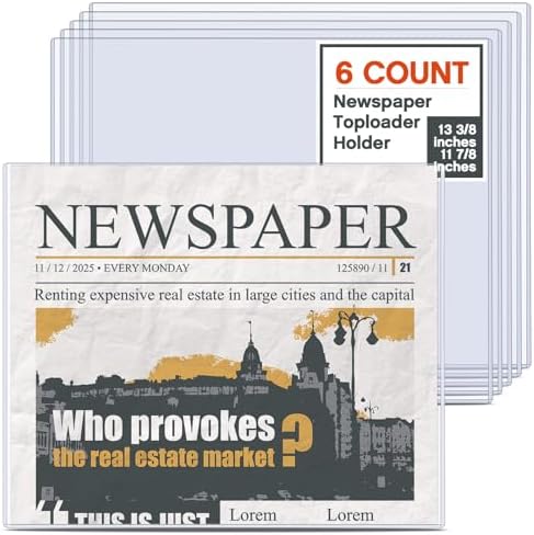 Faccito 6 Pcs Hard Newspaper Holder, 13 X 11'', 4.5mm Rigid PVC by Faccito