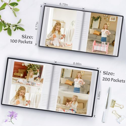 Popotop Photo Album 4x6 100 Photos with Writing Space, Leather Cover Album with Display Picture Window, Photo Book for Wedding Family Baby Gift - Image 4