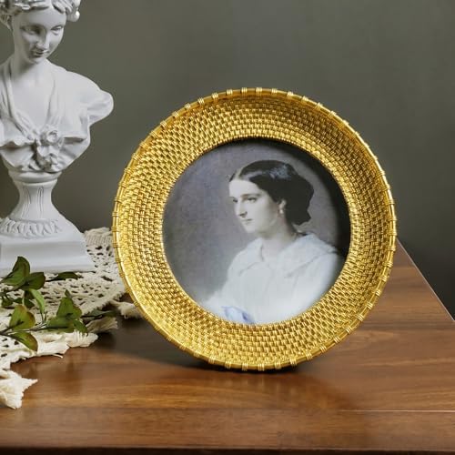 Cuspin 5x5 Round Picture Frame Gold Rattan Circle Photo Frame - Image 7