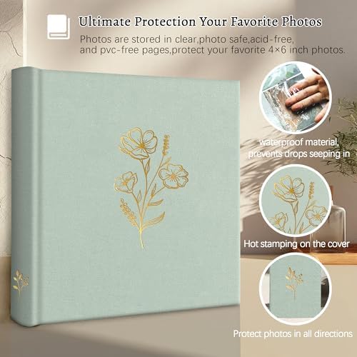 Holoary Photo Album 4x6 200 Photos, 200 Pockets 4”x6” Picture Album, Linen Fabric Cover Big Picture Book for Photos with Writing Area, 4x6 Photo Albums for Family Weddings Travel Memories(Sage) - Image 4
