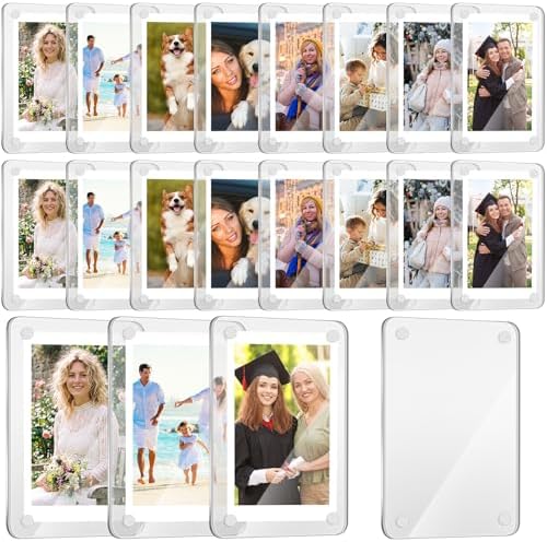 100 Pcs Acrylic Fridge Magnetic Frames for Photos Mini Pictures- Double Sided Clear Fridge Magnetic Frame for Refrigerator Locker Whiteboard Metal Cabinet, Classroom Photo Display (2.36 x 3.54 Inch) by Remerry
