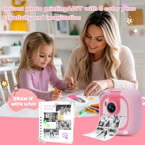 ARNSSIEN Kids Instant Print Camera for Toddlers 1080P 2.4in+180° Flip Lens - Image 4