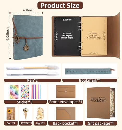 Scrapbook Photo Album 100 Pages, 60 Page Self Adhesive+40 Page Kraft Paper - Image 3
