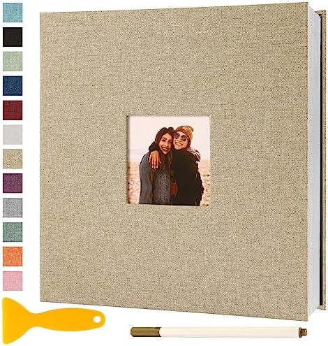 Photo Album Self Adhesive Pages Scrapbook 11x10.6 Khaki 60 Pages by Semfalbuums
