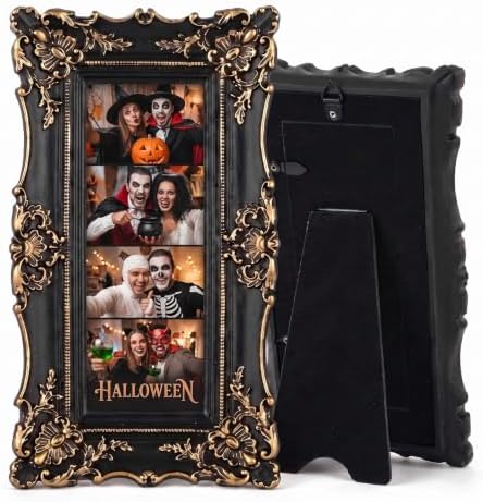 Wonderjune 1 Pack 2 x 6 Inch Vintage Black Gold Photo Booth Frames by Wonderjune