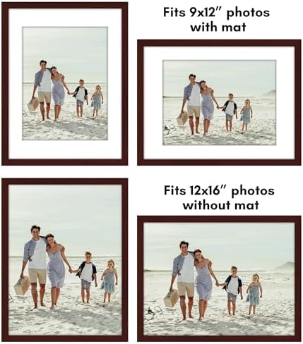 Americanflat 12x16 Picture Frame 2-Pack - Matted to 9x12 - Mahogany - Image 4