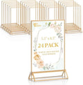 EHWINE 24 Pack Acrylic Sign Holder 5.5 x 8.5, Double Sided Gold Picture Frame Stand up Table Top Sign Holders, Clear Display Stand Menu Flyer Holder for Wedding Party by EHWINE