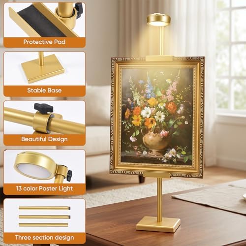 30'' Adjustable Tabletop Easel Stand with Rechargeable 13RGB Poster Light - Image 3