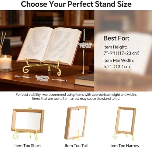 Artliving Plate Stands for Display, 7 Inch Decorative Plate Holder, Metal Picture Stand for Table, Small Easels for Display Card, Photo, and PSA Slab - Ideal for Party and Wedding (Gold, 2 Pack) - Image 5