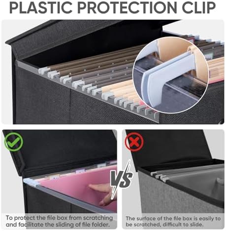 BALEINE File Organizer Box with Lid, Collapsible Hanging File Storage Box - Image 2