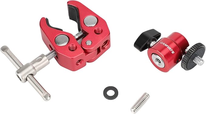 CAMVATE Crab Clamp with 1/4"-20 Mini Ball Head for Camera Monitor Mount/Red - Image 6