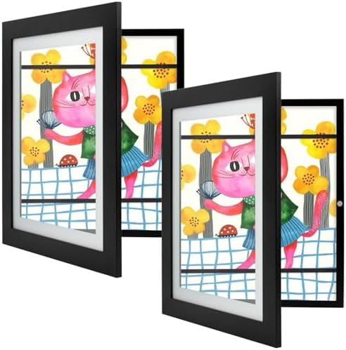 2 Pack 10x12.5 Front-Opening Kids Artwork Frames Changeable (Black) by GoldenStateArt