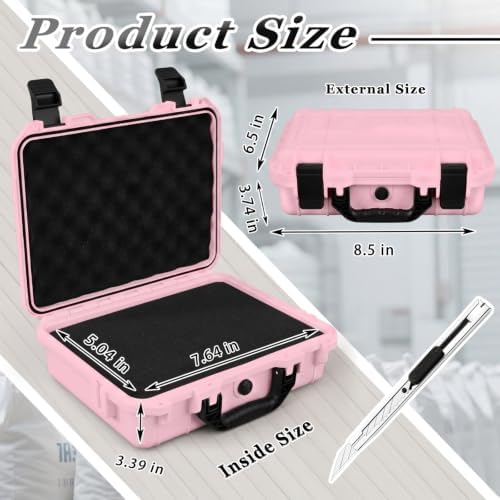 Relaxweex 11.3 x 8.7 x 4.2 Inch Hard Case, Grid Shell, Pink - Image 2