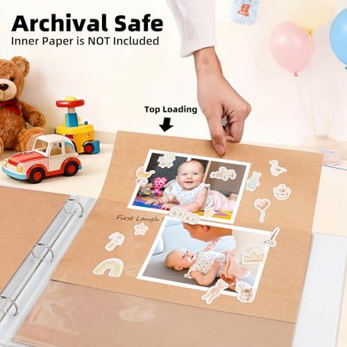 Vienrose Scrapbook Refill Pages 12x12, 25 Pack Heavyweight Clear Page Protectors for 3 Ring Binders, Top Loading Plastic Sleeves for Scrapbook Albums & Photo Storage (No Paper Inserts, Acid Free) - Image 5