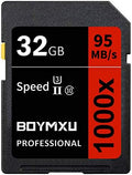 Professional 32GB Class 10 U3 Memory Card - Up to 95MB/s for Cameras & Camcorders - Red/Black by BOYMXU