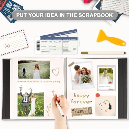 Photo Album Self Adhesive Pages 13.2x12.8 Scrapbook Blue 40 Pages - Image 3