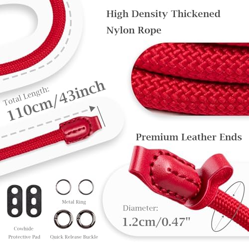 VOVMOEYA Nylon Braided Camera Rope Strap, Camera Neck Shoulder Strap with O-Ring for DSLR & Mirrorless Camera - Red - Image 3