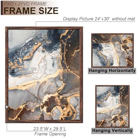 Fxojyvo 24x30 Picture Frame Brown Engineered Wood Wall Hanging - Image 4