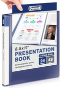 Dunwell Presentation Binder 24-Pocket, Displays 48 Pages, 8.5x11 Portfolio Binder with Plastic Sleeves, Storage and Organizer for Documents, Certificates, Projects, Photos (Blue) by Dunwell