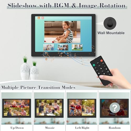 10.1" Digital Picture Frame, 1080P IPS Digital Photo Frame, No WiFi/App Needed, Plug & Play SD Card & USB, Remote & Motion Sensor, Photos/Videos/Music, Free 32GB USB - Image 5