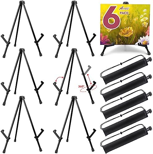 AROIC 6 Pack 14'' Tabletop Easels, Black Steel Table Top Easels for Display by AROIC