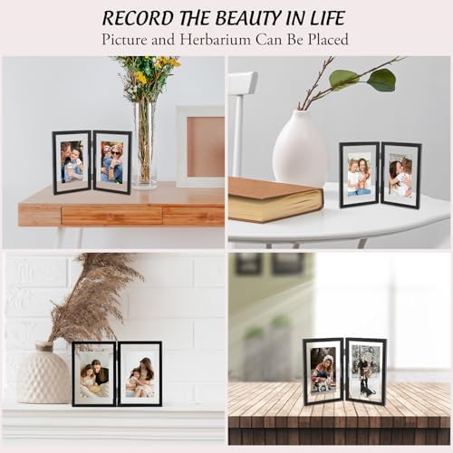 Golden State Art 4x6 Double Picture Frame with Real Glass, Hinged, Black - Image 4