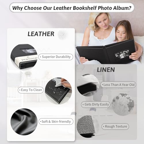 Popotop 4x6 Photo Album Holds 500 Pictures, Vegan Leather Hardcover - Image 3